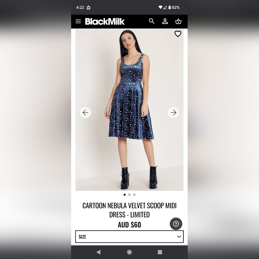 CARTOON NEBULA VELVET SCOOP MIDI DRESS - LIMITED